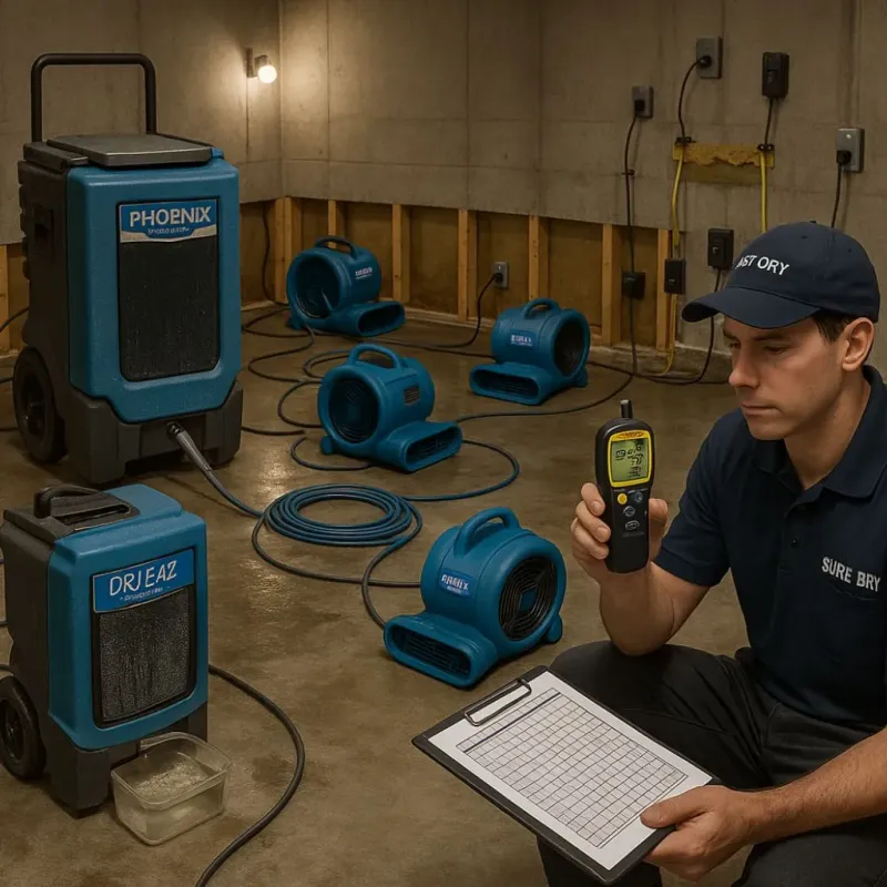 Structural Drying and Dehumidification process in Dewart, PA